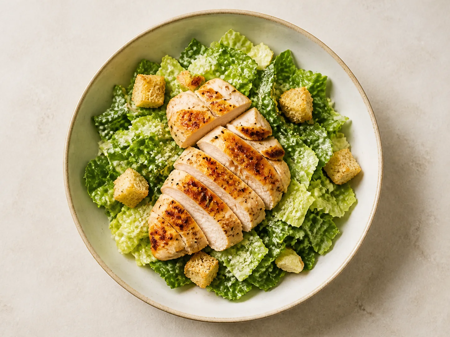Grilled chicken Caesar-style salad